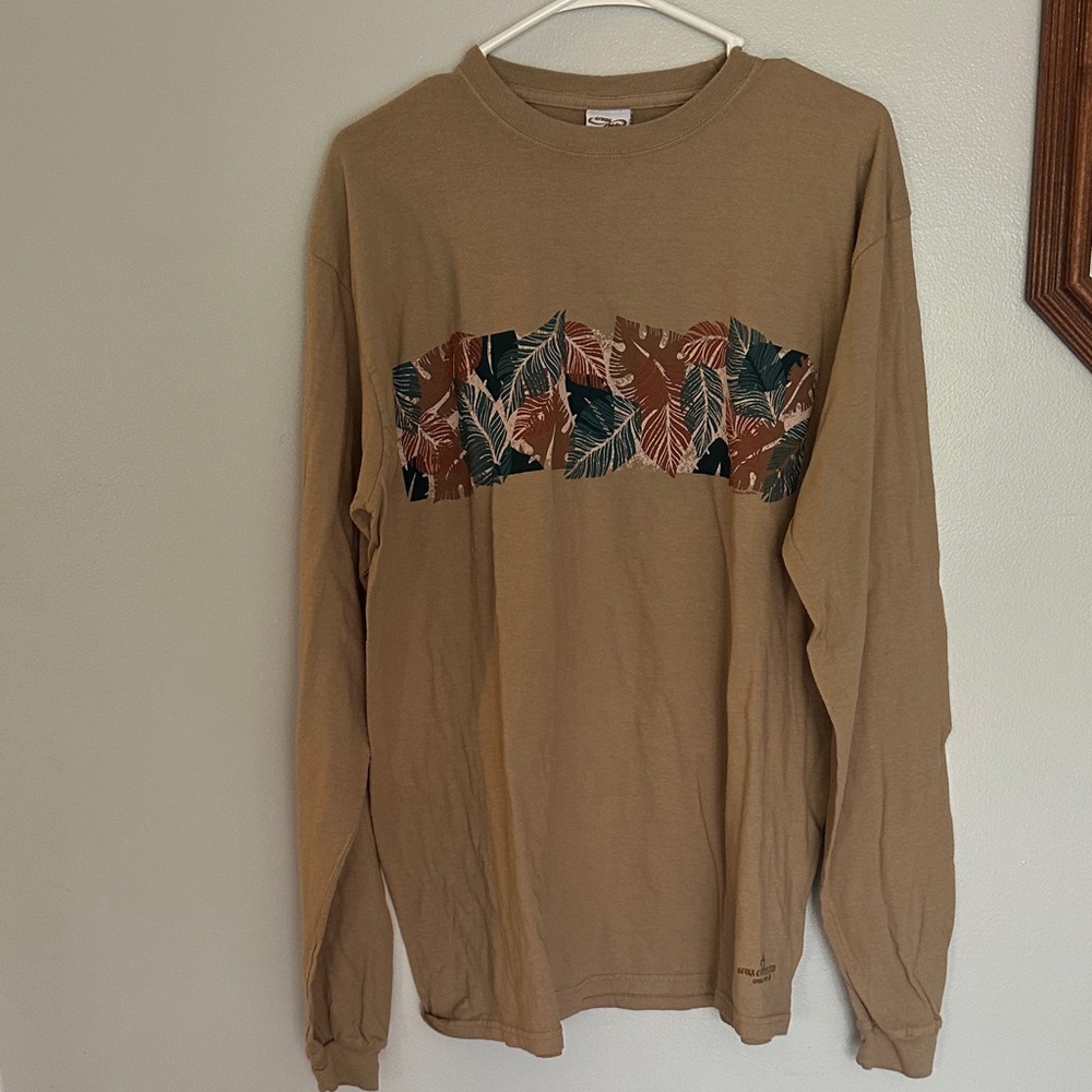 Men's Crazy Shirts Tan Graphic Long Sleeve Shirt
